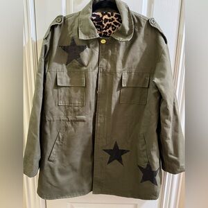 Olive Green Star-Patterned Jacket